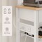 White-Natural Particleboard Kitchen Island with Matte Finish and Rolling Casters